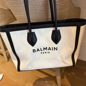 Balmain Black and Cream Tote Bag